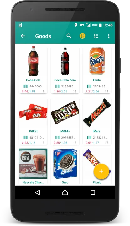 Card view of goods