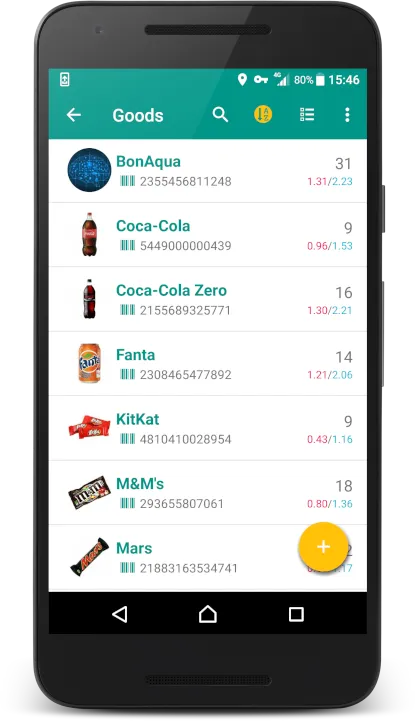 List view of goods